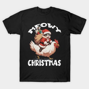 Meowy Christmas - 5, Funny Cute Cat on a Chicken T-Shirt